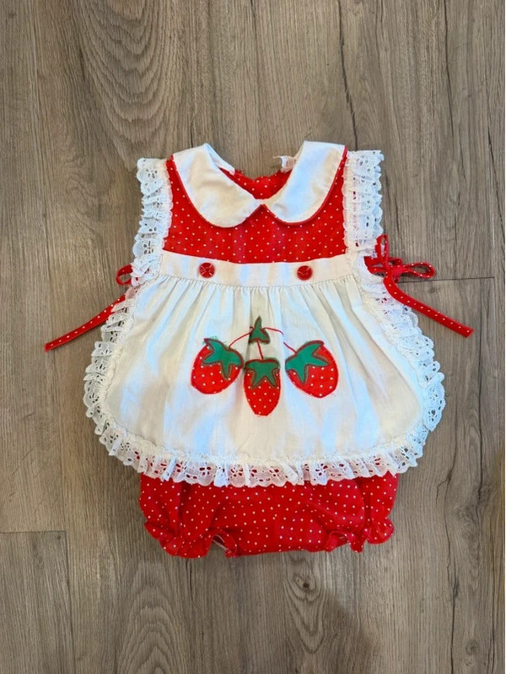 Vintage Berry First Birthday Strawberry Two-Piece Outfit Size 12 Months